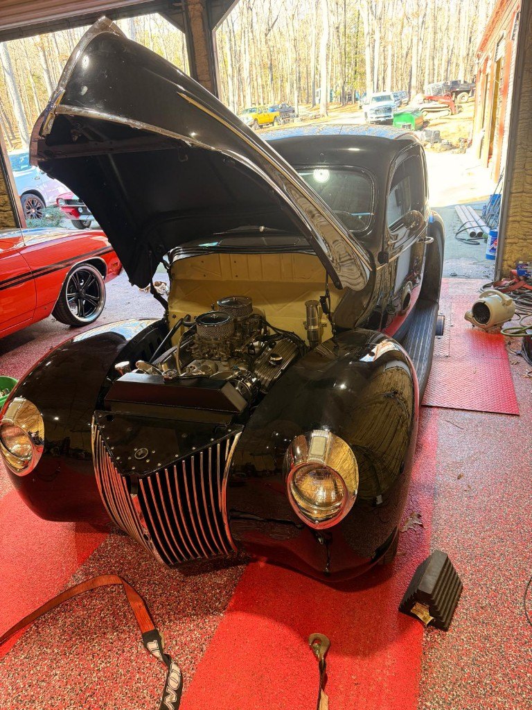 1940 Ford hot rod in the shop