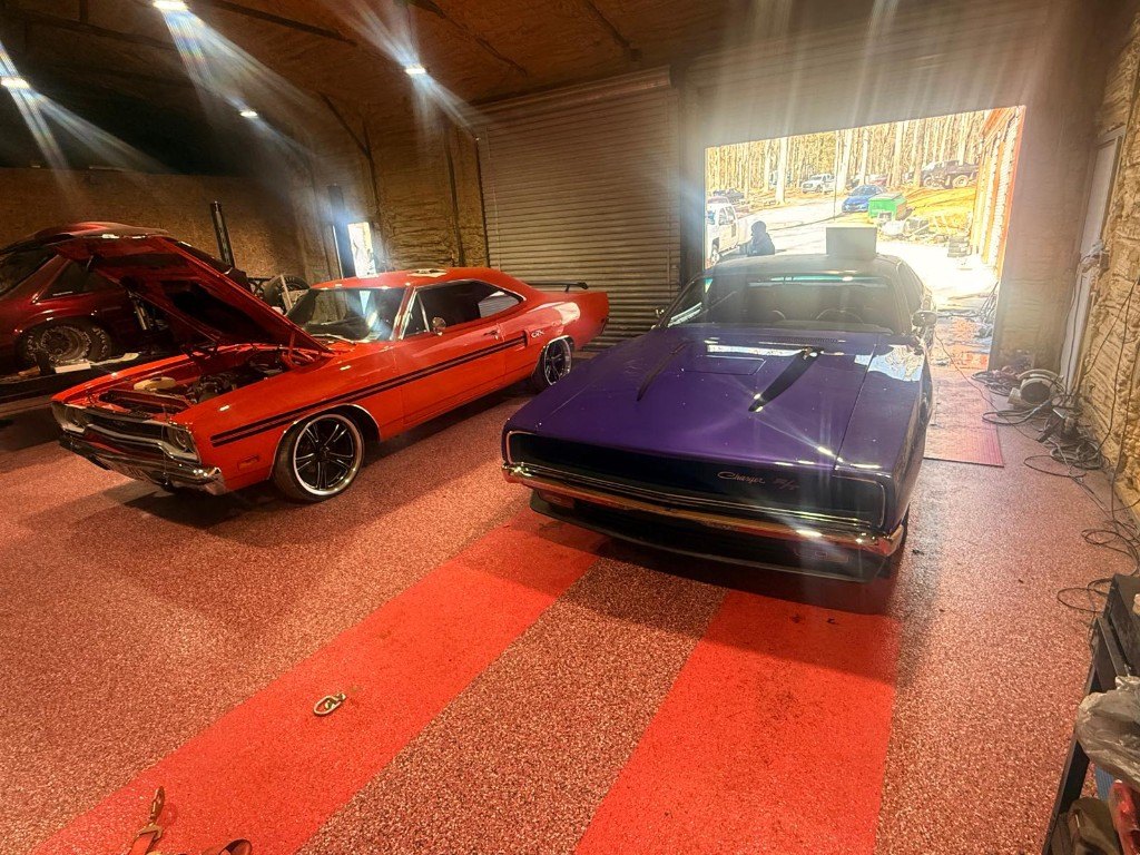 Mopar muscle cars in the NC Diesel and Dyno shop
